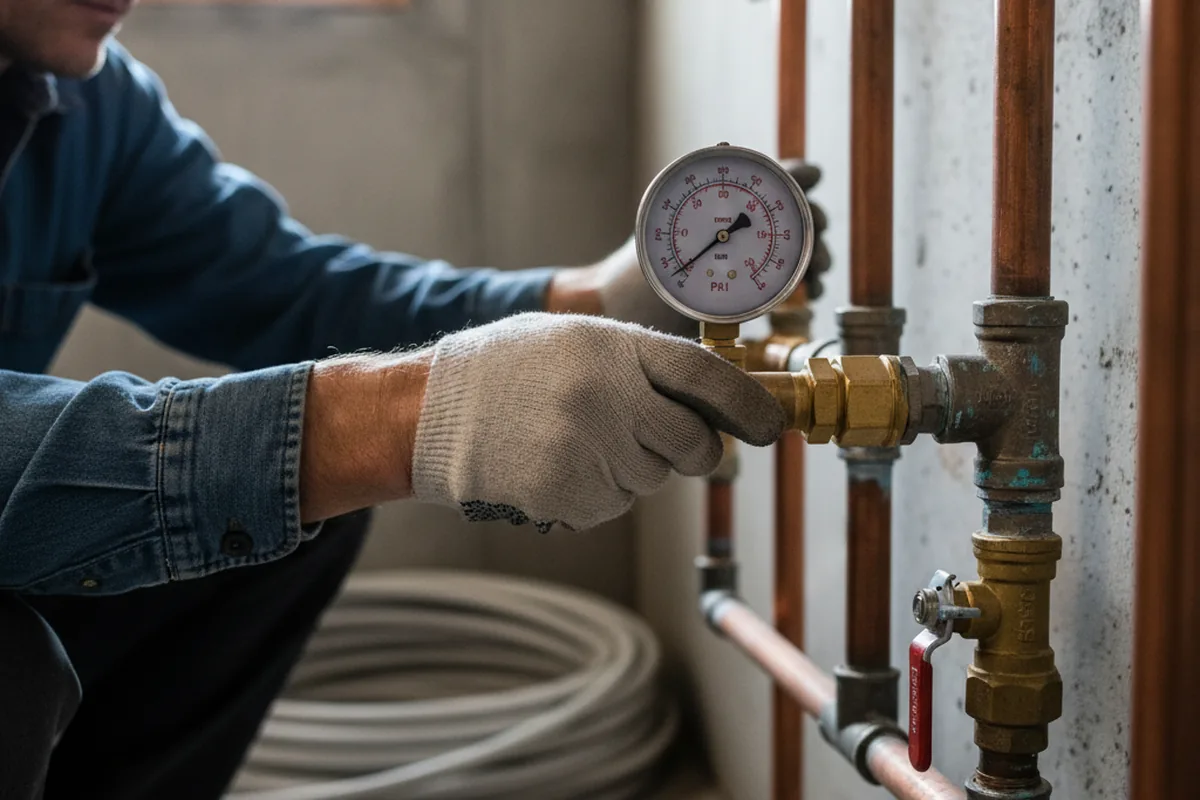 Pressure testing a repaired line during Water Line Repair in Guntersville